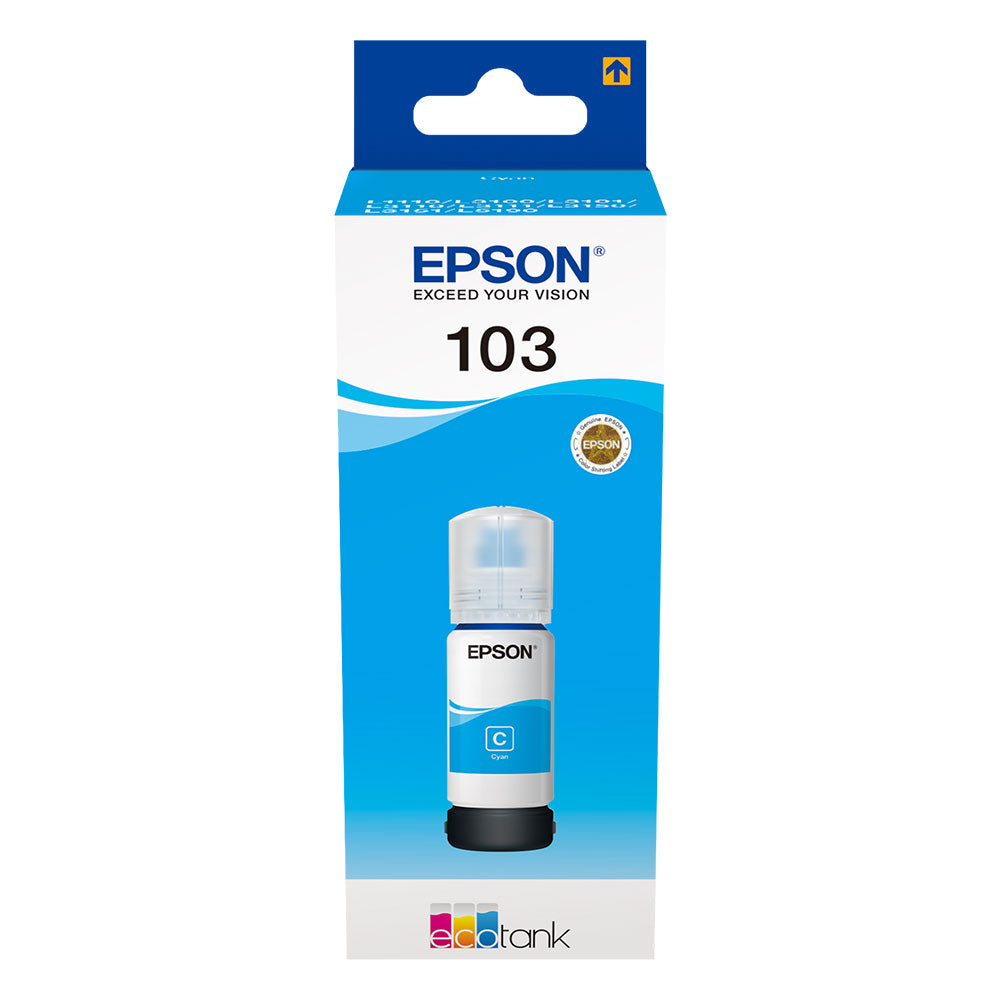 Epson 103 EcoTank Cyan | Оригинално Мастило 7,500 стр. | 65 мл
