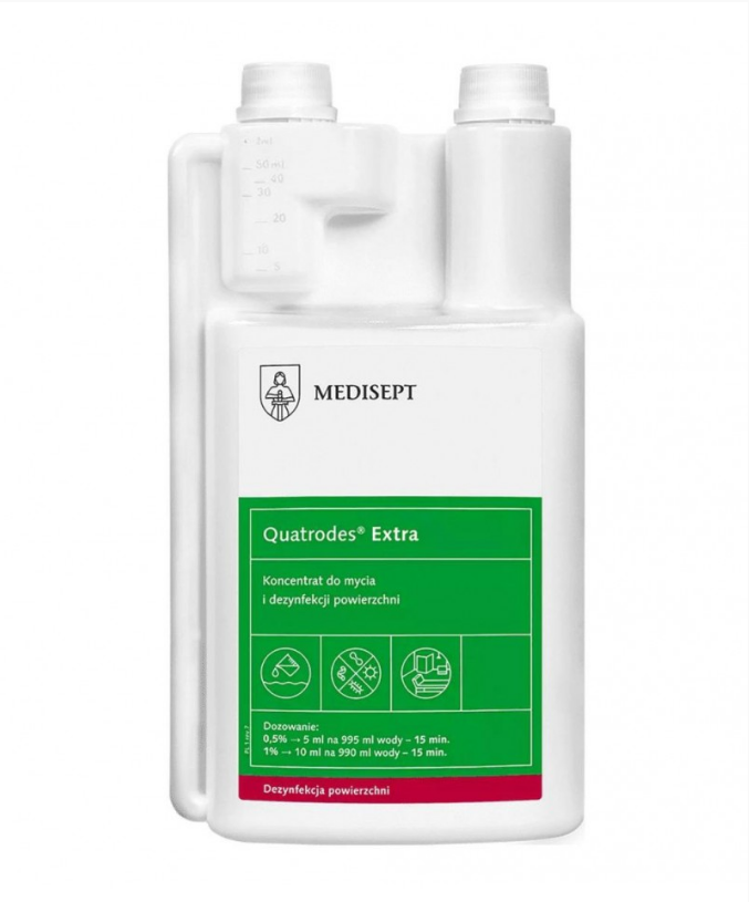 Quatrodes Extra – 1 л | Концентриран Дезинфектант за Повърхности | Medisept