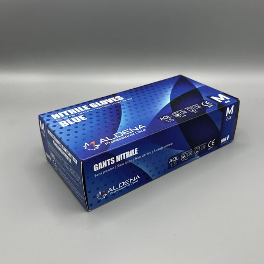 Сини нитрилни ръкавици ALDENA – 100 броя, медицински и защитни