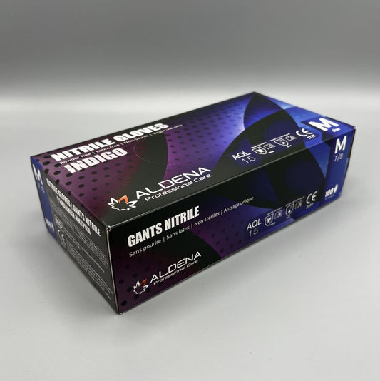 Индиго нитрилни ръкавици ALDENA 3 гр – 100 бр | Без пудра, текстурирани, латекс-фрий