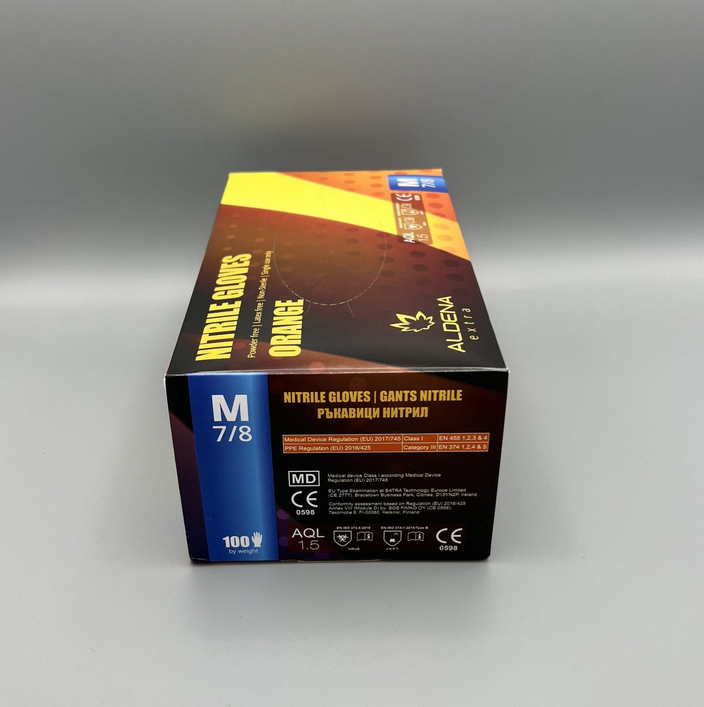 Оранжеви нитрилни ръкавици ALDENA 8 гр – 50 бр | Диамантена текстура, индустриални, без латекс