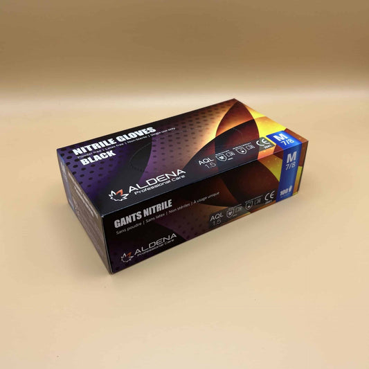 Черни нитрилни ръкавици ALDENA 3 гр – 100 бр | Без пудра, нестерилни