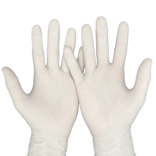 Латексови ръкавици с пудра MUMU – 100 бр | Еднократни, еластични, медицински