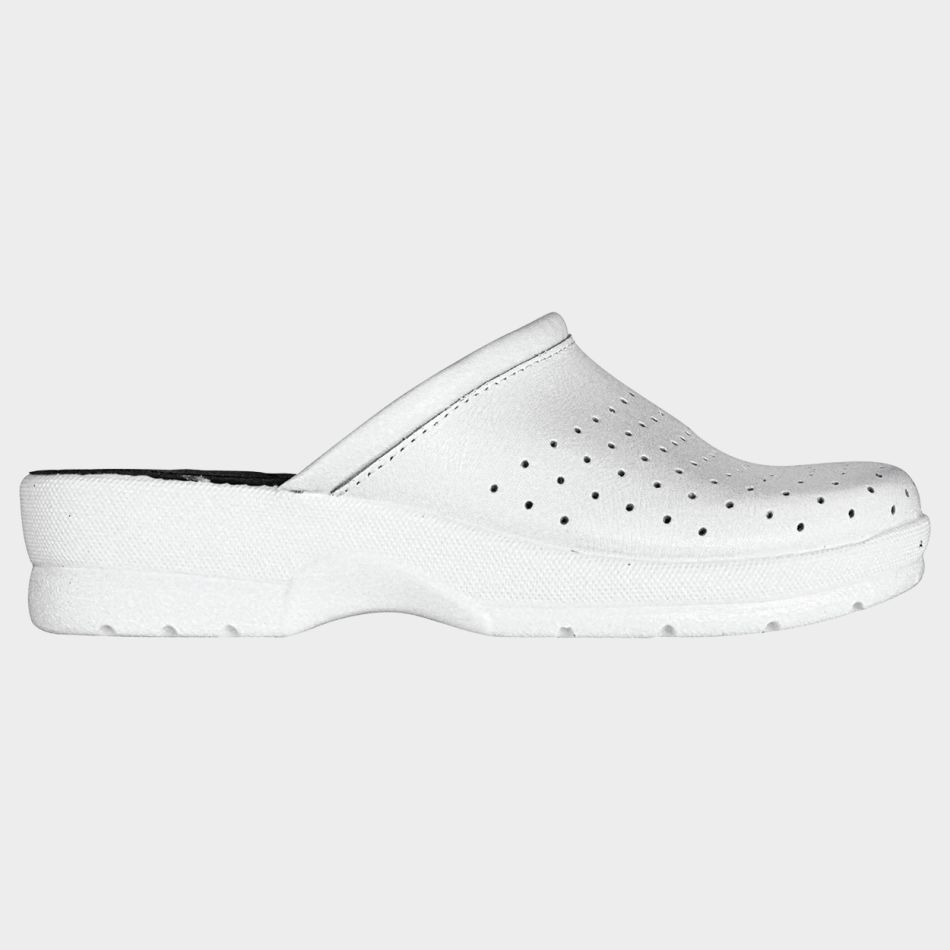 GF LADY WHITE | Дамско Сабо от Естествена Кожа | Перфориран Дизайн и Анатомичен Комфорт | Goldenfit