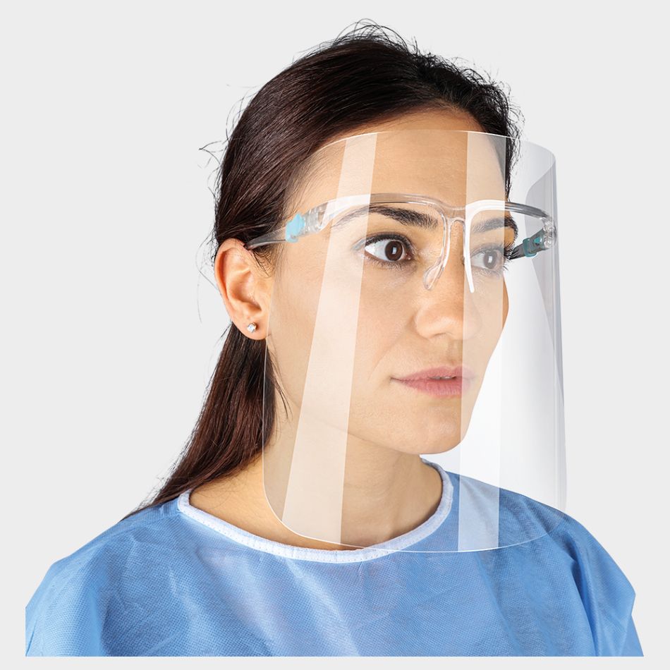 Предпазен Щит SP 30 | Визьор с Рамка за Очила | APET Фолио | EN 166 | Защитен Шлем за Лице