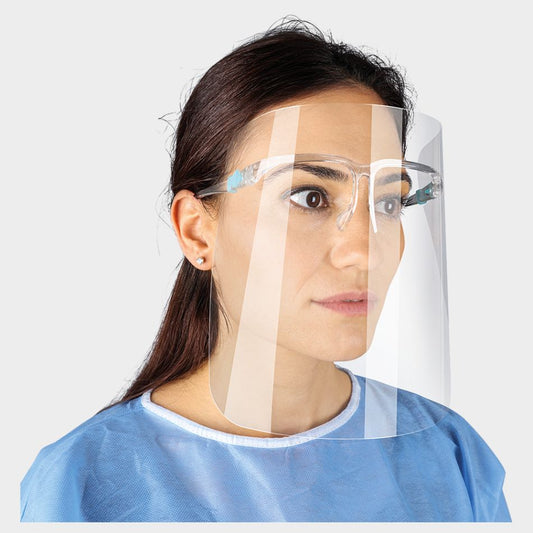 Предпазен Щит SP 30 | Визьор с Рамка за Очила | APET Фолио | EN 166 | Защитен Шлем за Лице