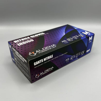 Индиго нитрилни ръкавици ALDENA 3 гр – 100 бр | Без пудра, текстурирани, латекс-фрий