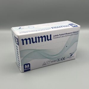 Латексови ръкавици с пудра MUMU – 100 бр | Еднократни, еластични, медицински