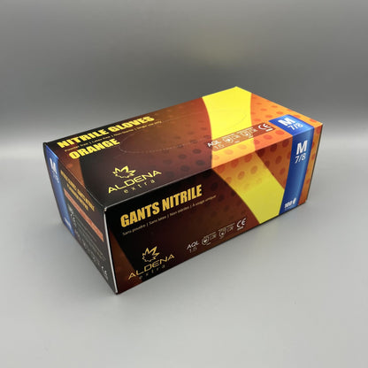 Оранжеви нитрилни ръкавици ALDENA 8 гр – 50 бр | Диамантена текстура, индустриални, без латекс