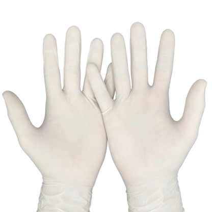 Латексови ръкавици с пудра MUMU – 100 бр | Еднократни, еластични, медицински