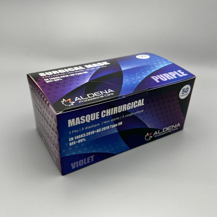 Медицински маски ALDENA – лилави и розови | Type IIR, трислойни, 50 бр