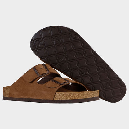 LEON MAN BROWN SUEDE | Мъжки Чехли от Естествена Кожа | Анатомична Гел Стелка | Комфорт и Стил