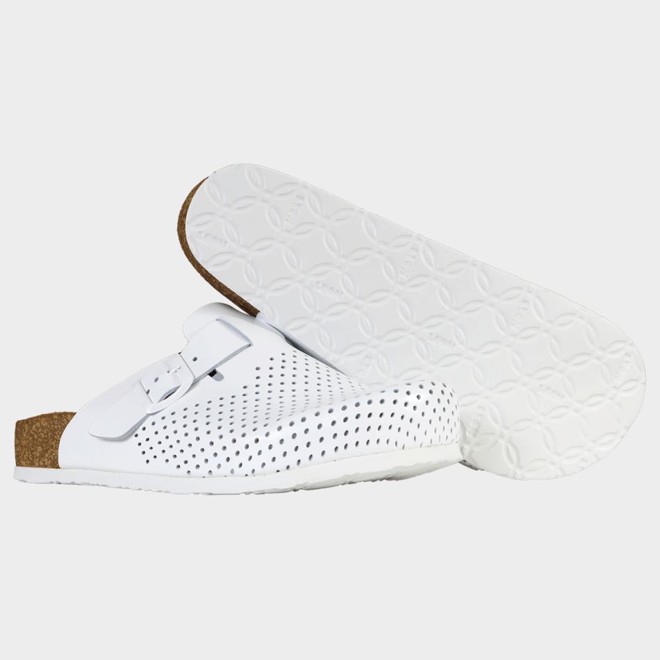 Мъжко Сабо LEON MAN WHITE | Естествена Кожа | Анатомична Стелка | Професионално Обувно Облекло