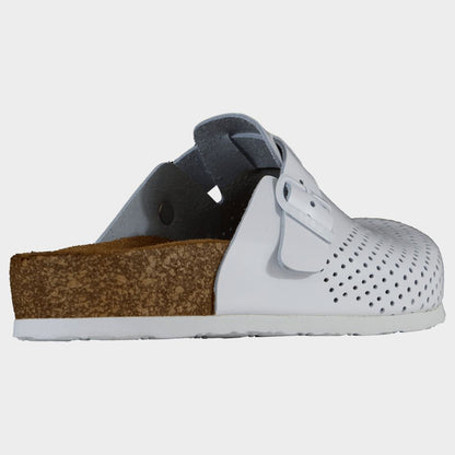 Мъжко Сабо LEON MAN WHITE | Естествена Кожа | Анатомична Стелка | Професионално Обувно Облекло