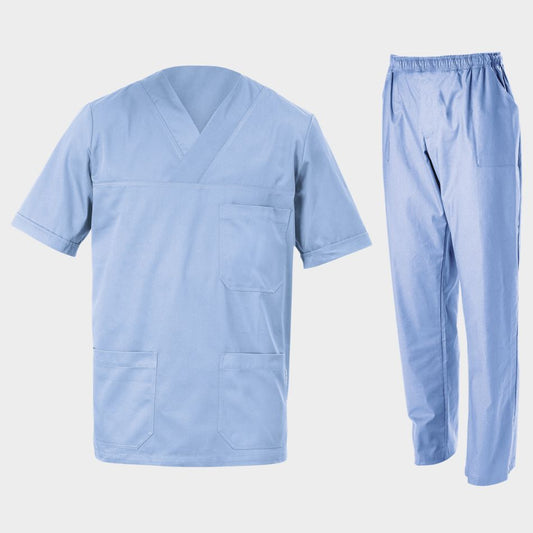 M3 LIGHT BLUE | Медицински Комплект Туника и Панталон | Унисекс | Светлосин Цвят | 65% Полиестер / 35% Памук