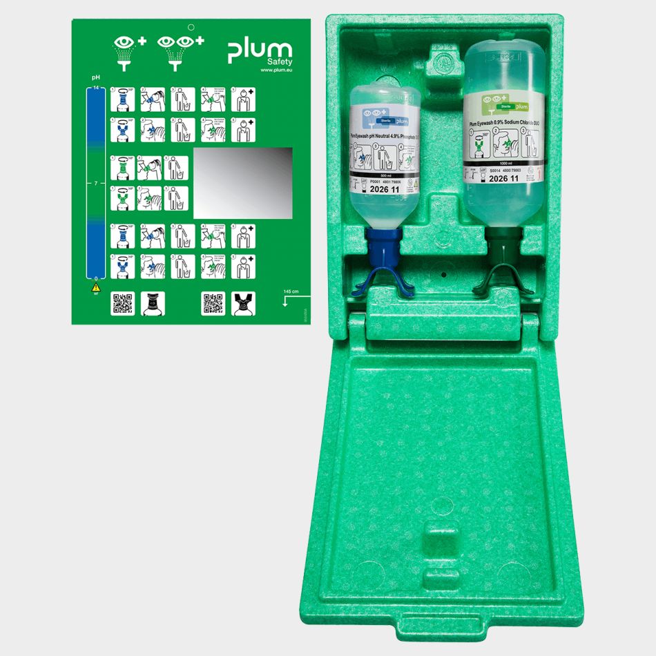 Станция за Промивка на Очи PLUM EYEWASH BOXES 05600166 | С Монтаж за Стена | 2 Разтвора (pH Neutral + NaCl)