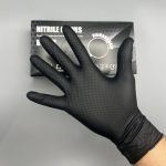 Черни нитрилни ръкавици ALDENA 8 гр – 50 бр | Black Nitrile Gloves 8g Diamond Grip - Image 2