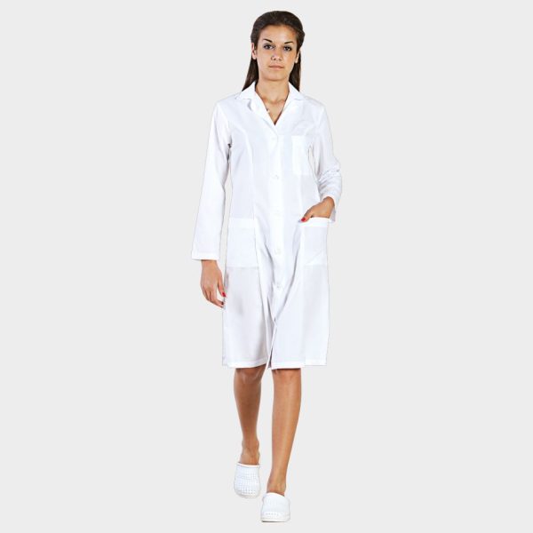 Дамска Медицинска Престилка | С Яка и Джобове | Памук/Полиестер